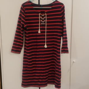 GAP 3/4 SLEEVE STRIPED SHIRT DRESS SIZE M